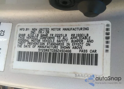 2009 Pontiac Vibe Gt из США, поврежденный, VIN 5Y2SR67039Z450466